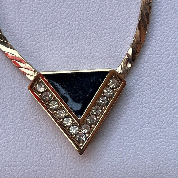 Dior Jewelry - Christian Dior 15” Gold-Plated Black Enamel Crystal Snake Chain Necklace